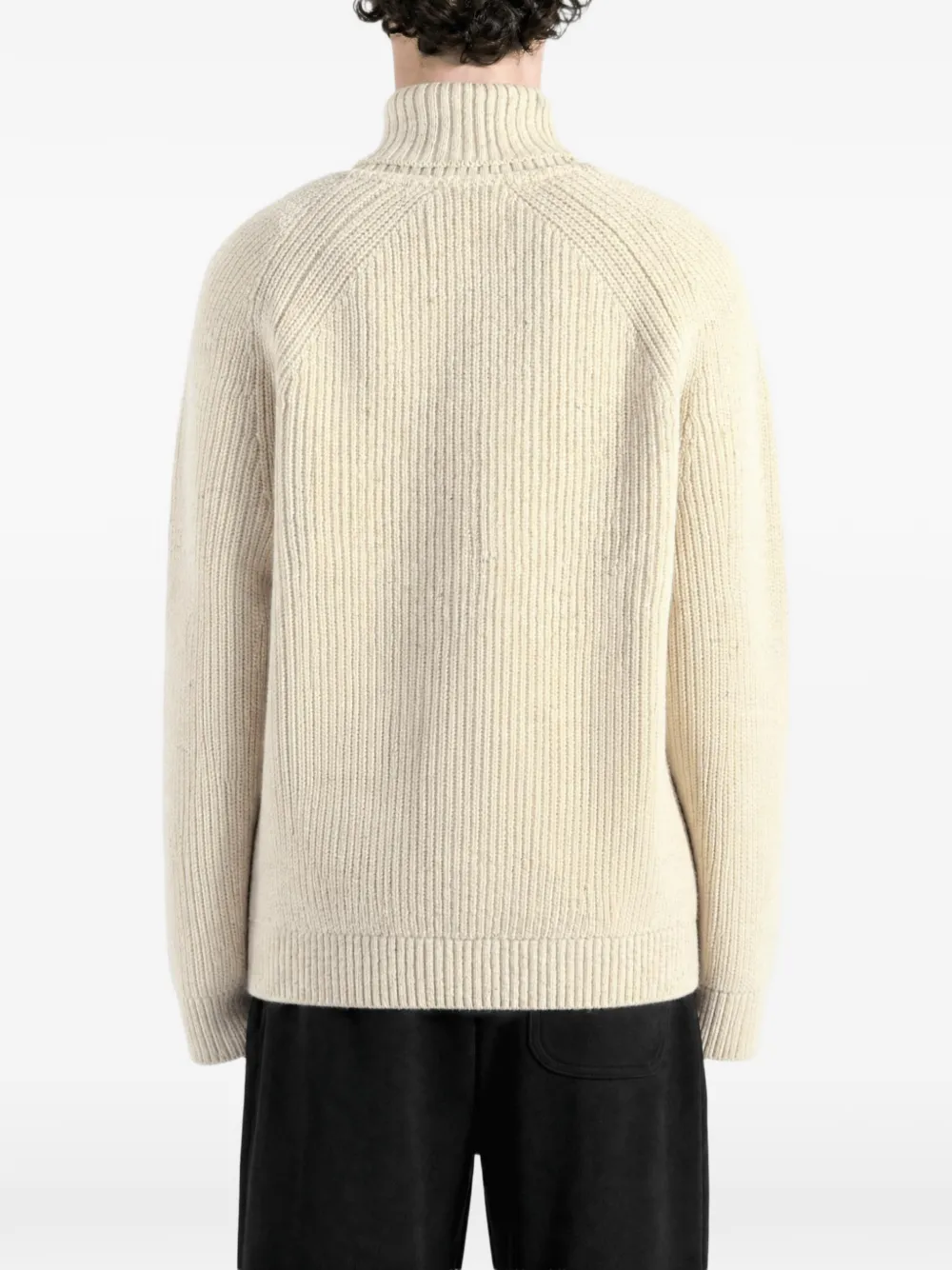 Barbour Fleck geribbelde trui met sjaalkraag Beige