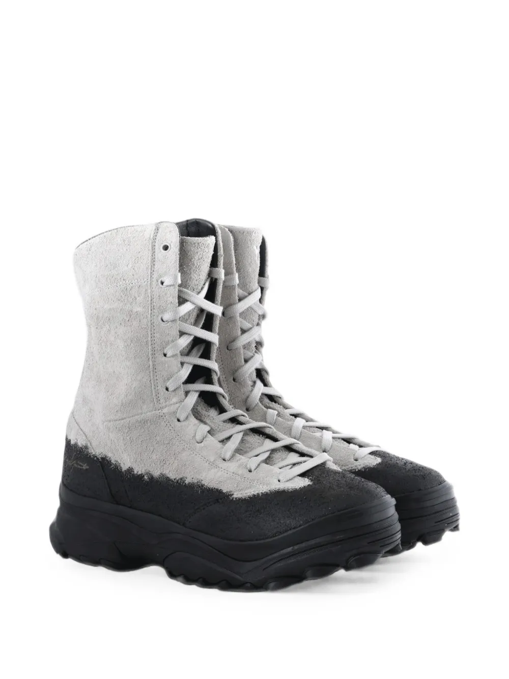 Y-3 suede panelled boots Grijs