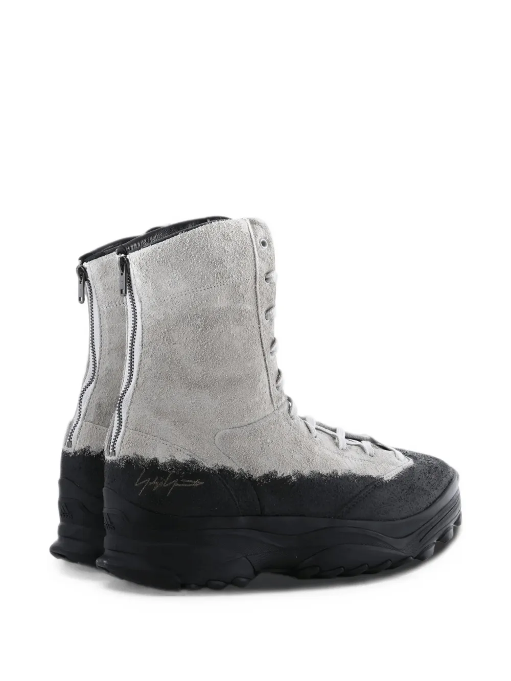 Y-3 suede panelled boots Grijs