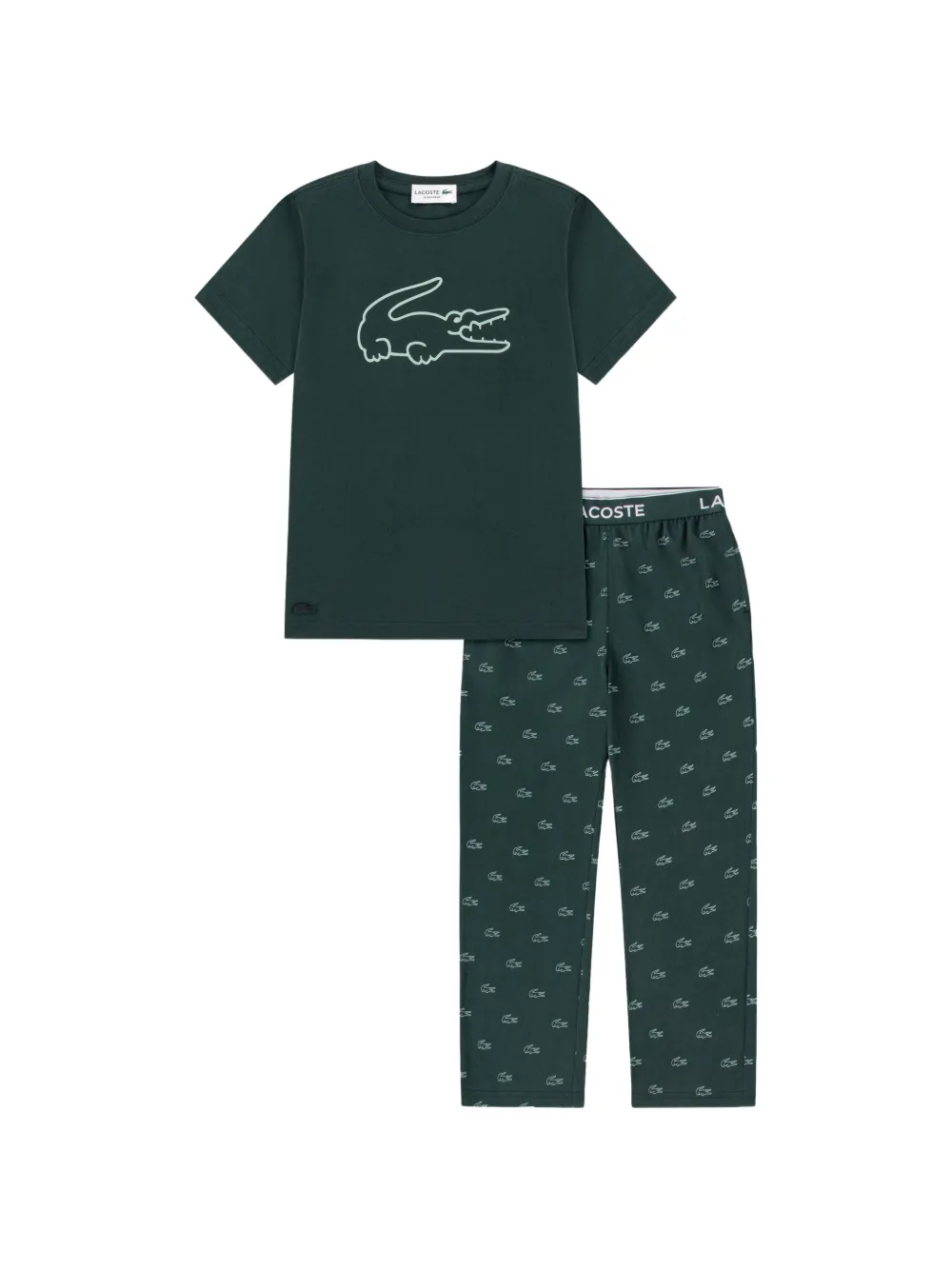 Lacoste Kids pyjama à imprimé crocodile et taille à logo - Vert