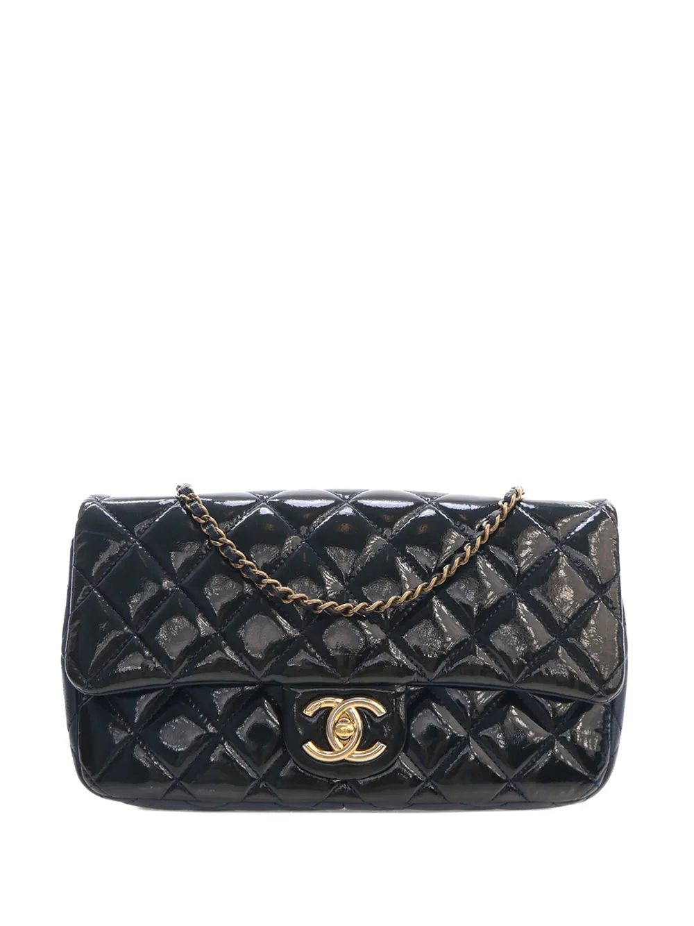 CHANEL Pre-Owned 2015-2016 Paris Salzburg Medium Patent and Goatskin CC Eyelet Flap crossbody bag - Blu