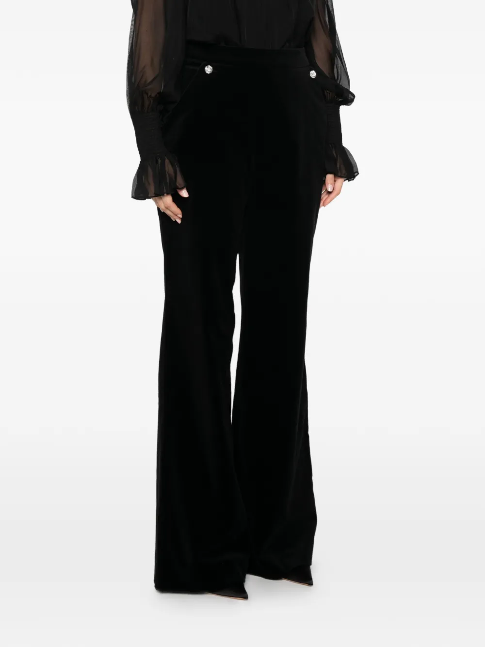 Temperley London Crystal Clove fluwelen broek Zwart