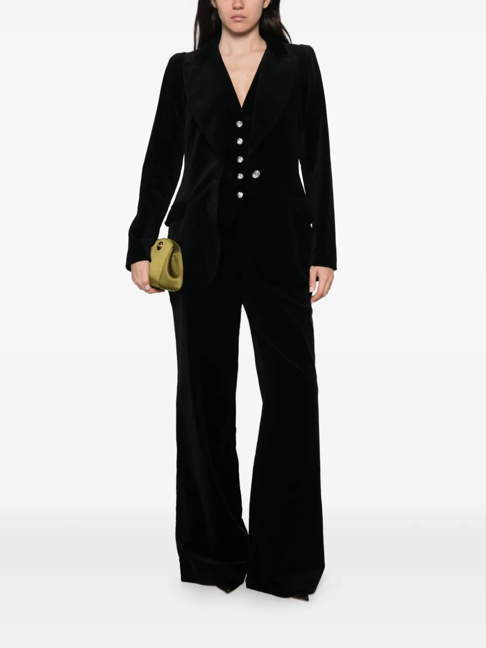 Temperley London Crystal Clove fluwelen broek Zwart
