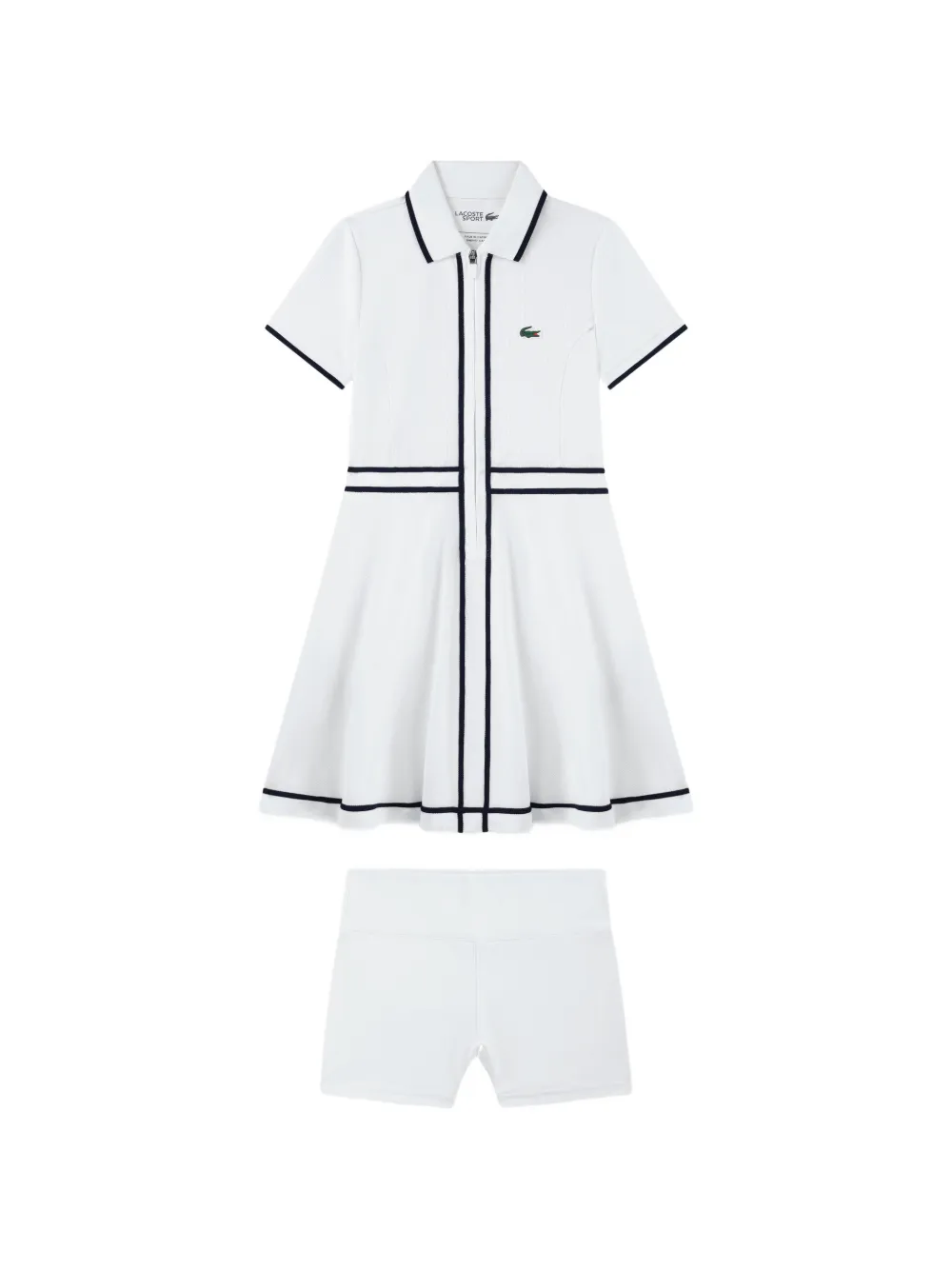 Lacoste Kids logo-patch zip-up dress set Wit