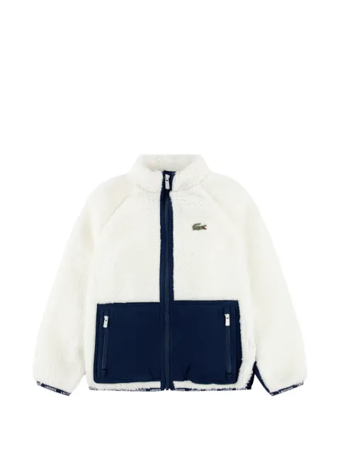 Lacoste Kids fleece-texture logo-patch jacket