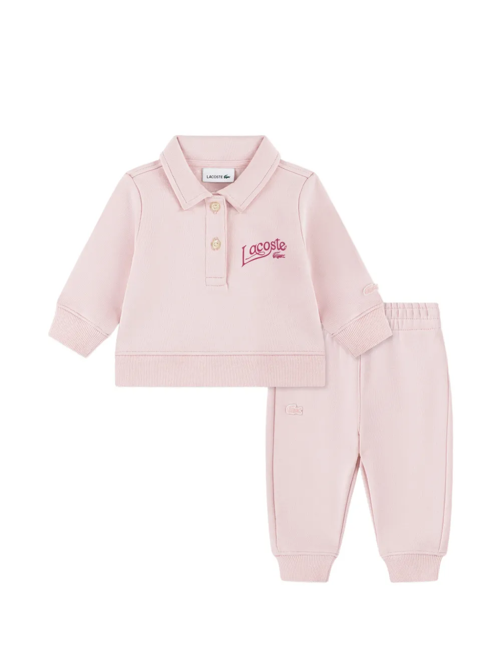 Lacoste Kids logo-print polo-collar tracksuit - Rosa