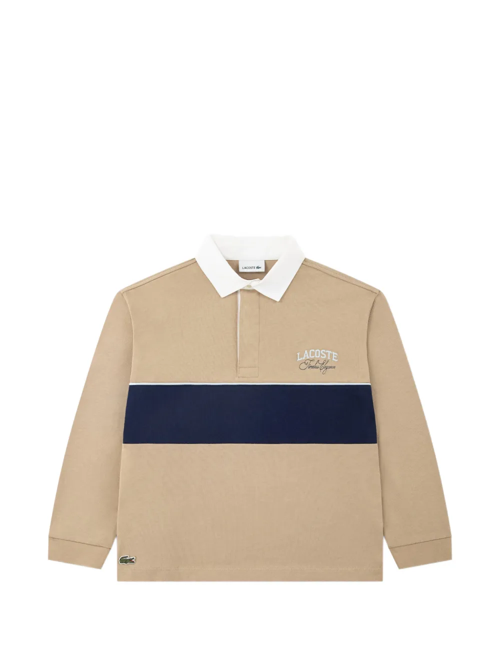 Lacoste Kids logo-embroidered polo shirt Beige