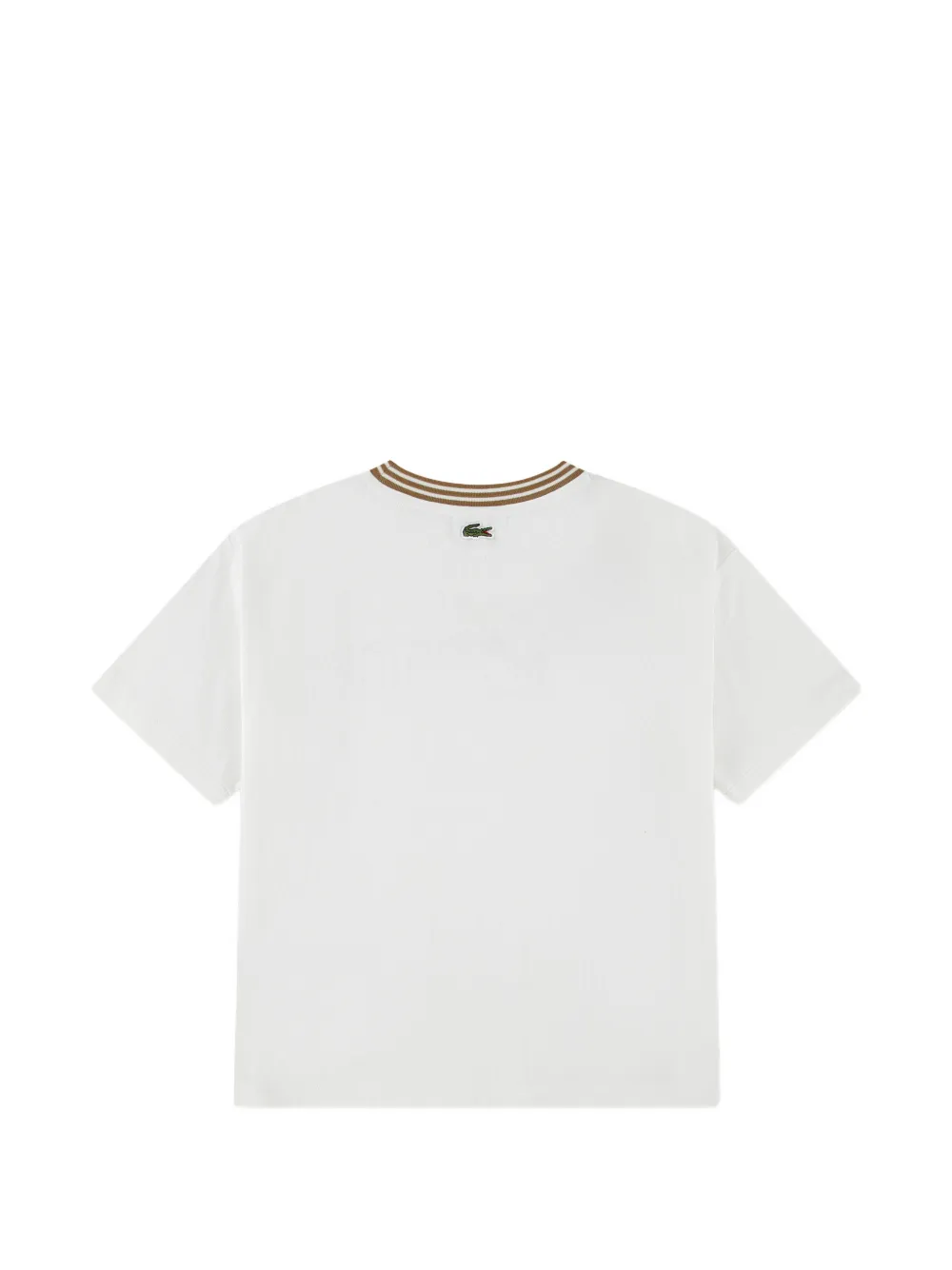 Lacoste Kids T-shirt met geborduurd logo en gestreepte afwerking Wit