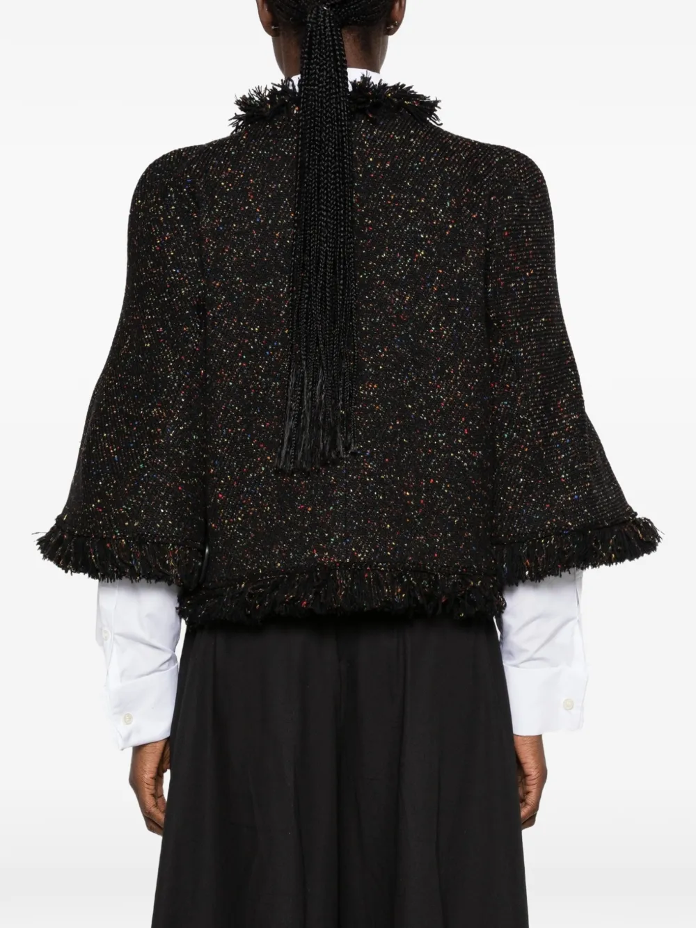 sacai Jack met franje en tweed-effect Zwart