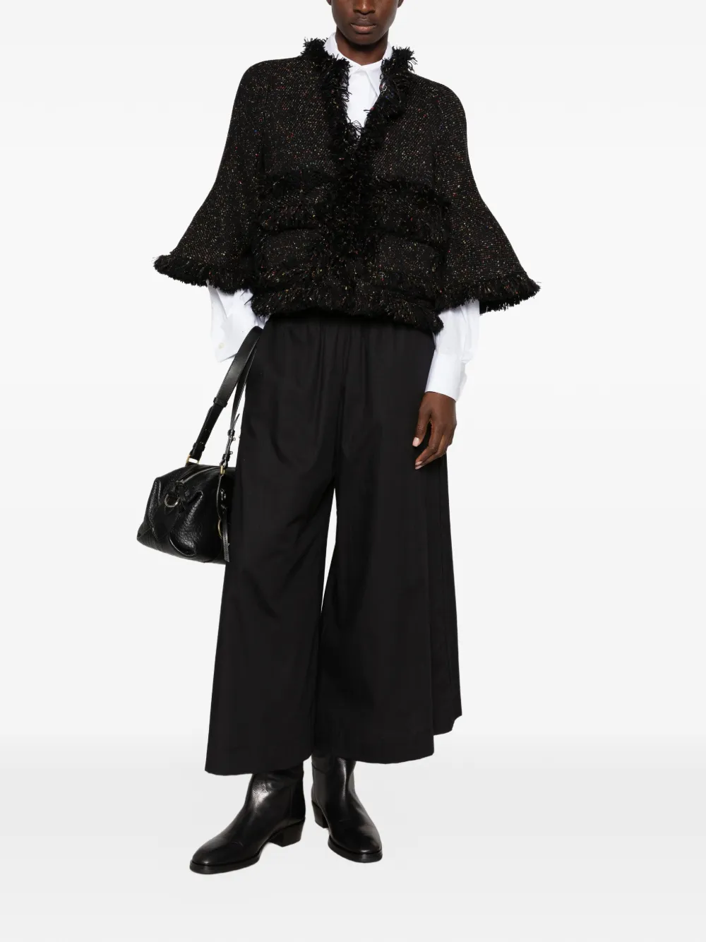 sacai Jack met franje en tweed-effect Zwart
