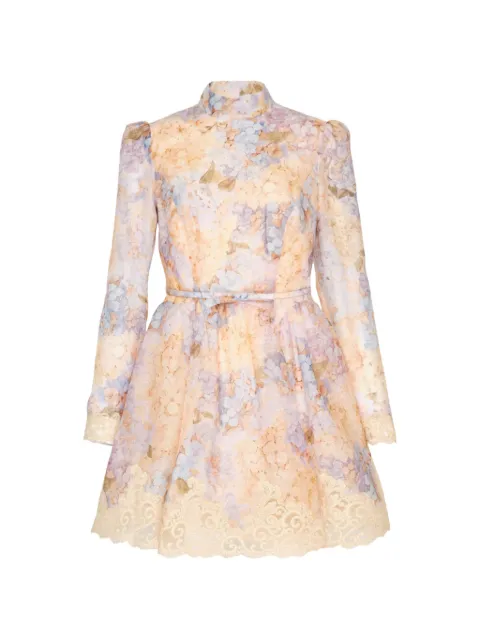 ZIMMERMANN robe courte Valiant à fleurs bordée de dentelle