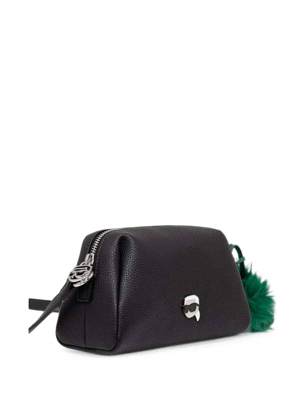 Karl Lagerfeld Schoudertas met pompon-detail en logoplakkaat Zwart