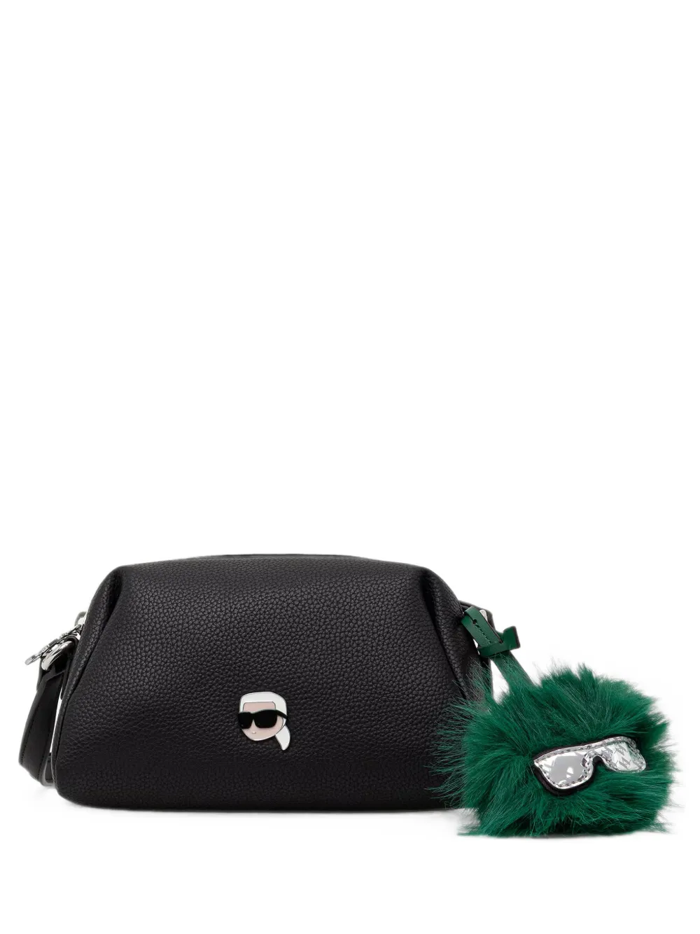 Karl Lagerfeld logo-plaque pompom-detail shoulder bag