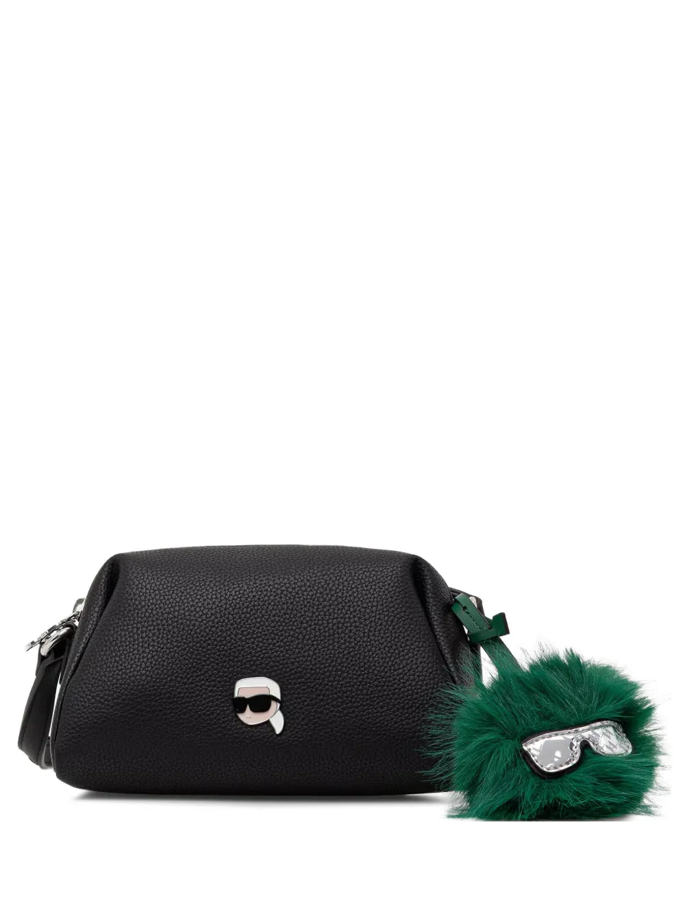 Karl Lagerfeld logo-plaque pompom-detail shoulder bag - Nero
