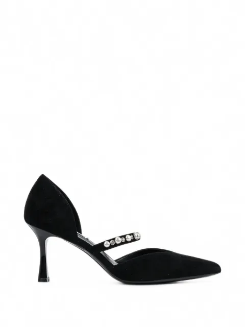 Karl Lagerfeld pearl-embellished pointed-toe pumps