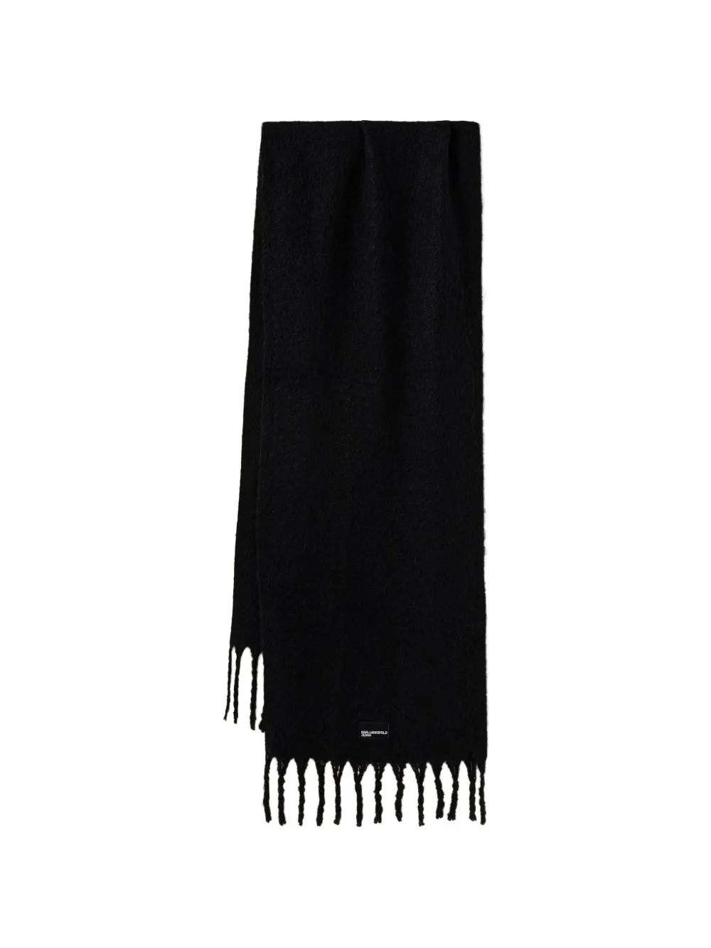 Karl Lagerfeld Jeans logo-patch fringed scarf - Nero