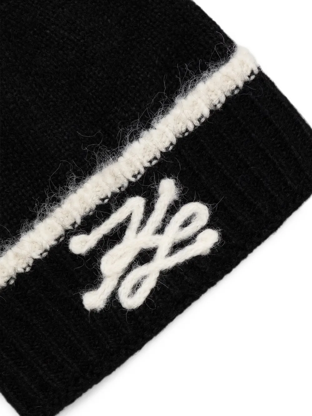 Karl Lagerfeld Geribbelde muts met geborduurd logo Zwart
