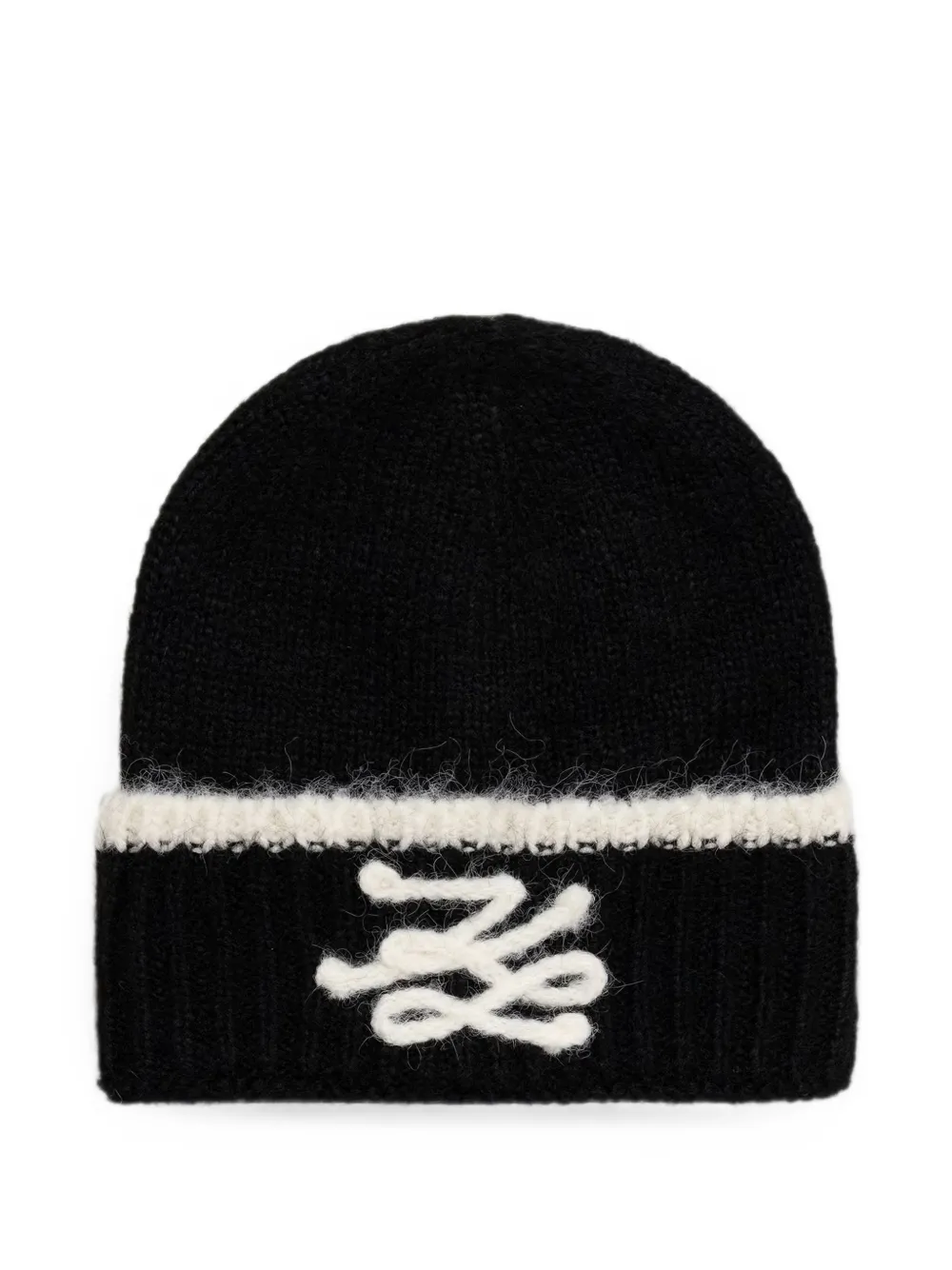 Karl Lagerfeld logo-embroidered ribbed beanie hat