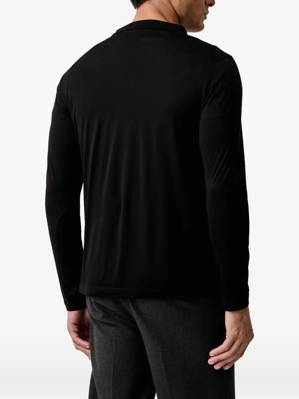 Karl Lagerfeld Poloshirt met kwartrits en logo-plakkaat Zwart