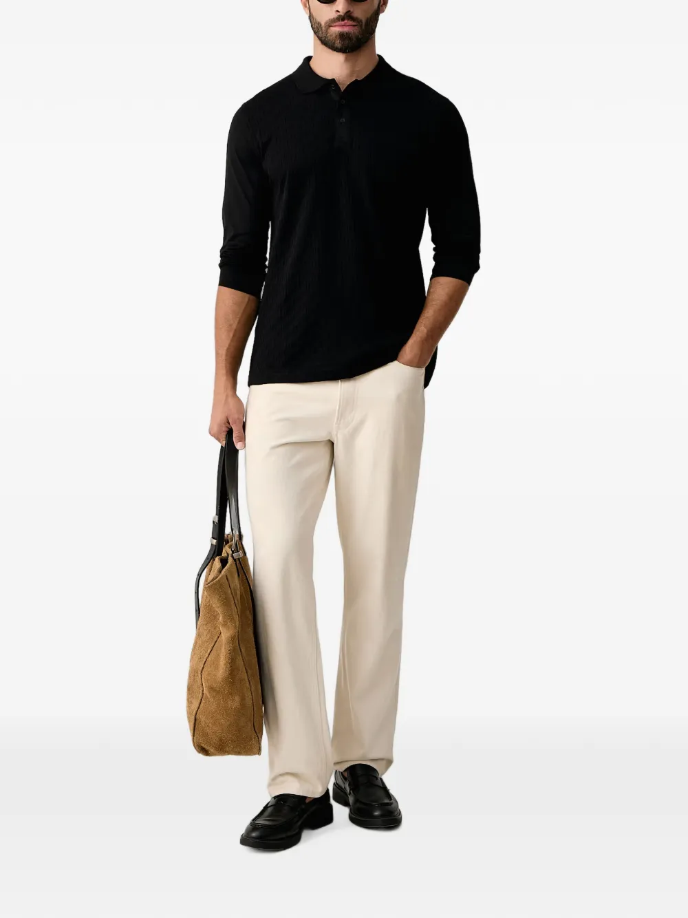 Karl Lagerfeld Poloshirt met lange mouwen Zwart