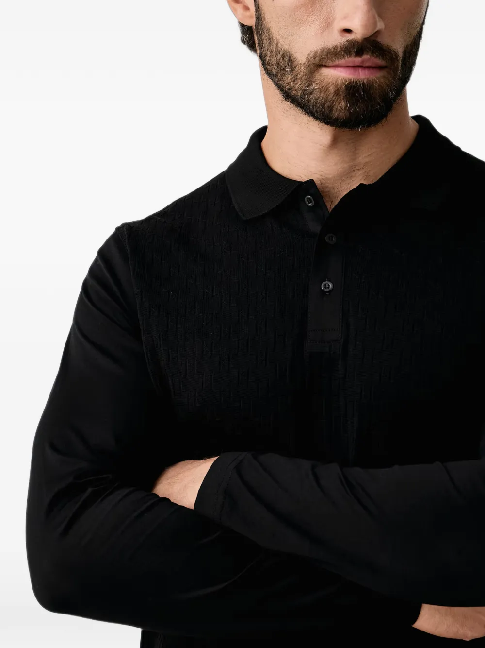 Karl Lagerfeld Poloshirt met lange mouwen Zwart