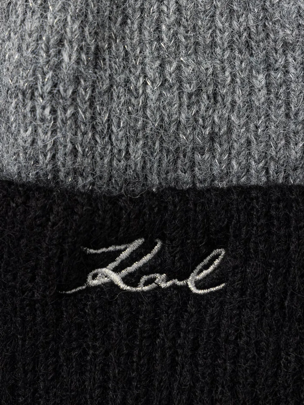 Karl Lagerfeld logo-embroidered colour-block beanie hat Grijs