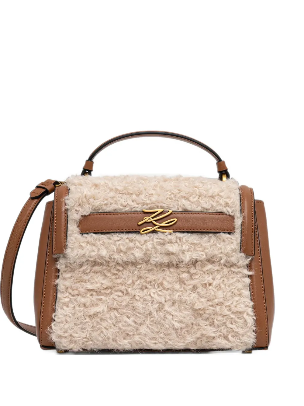 Karl Lagerfeld shearling-trim leather tote bag
