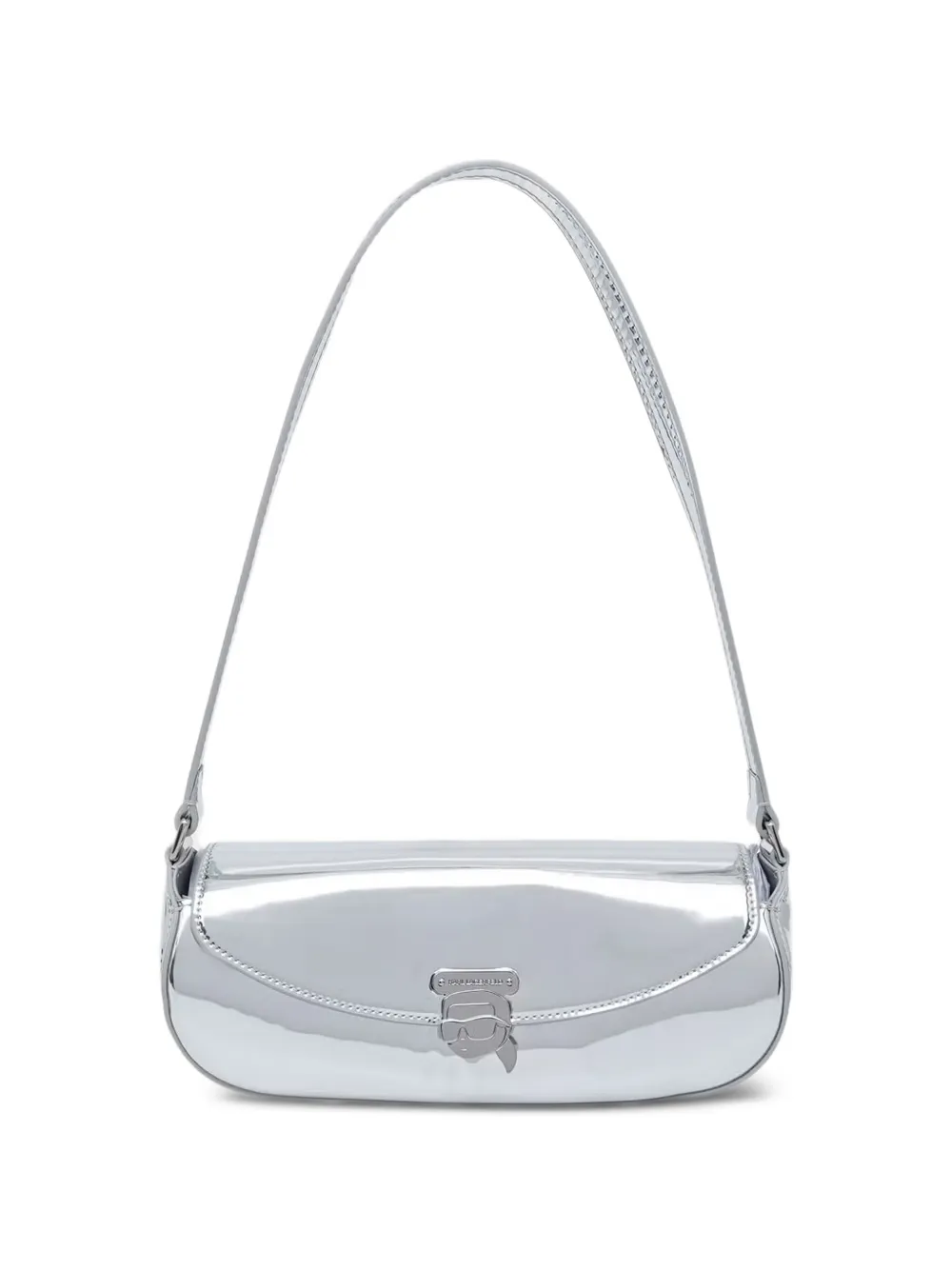 Karl Lagerfeld metallic-effect logo-plaque shoulder bag - Argento