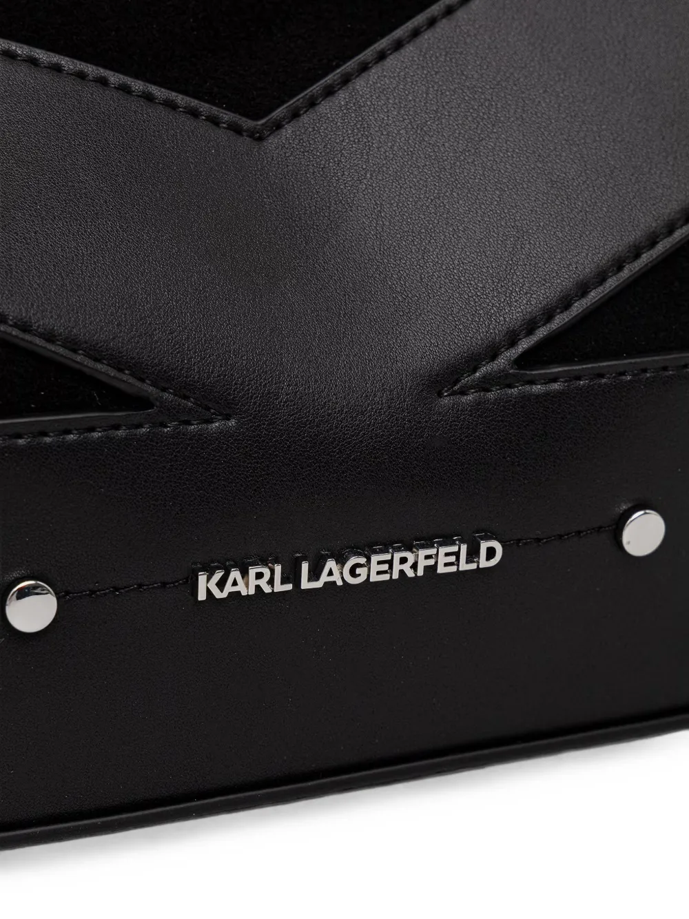 Karl Lagerfeld Leren schoudertas met suède vlak Zwart