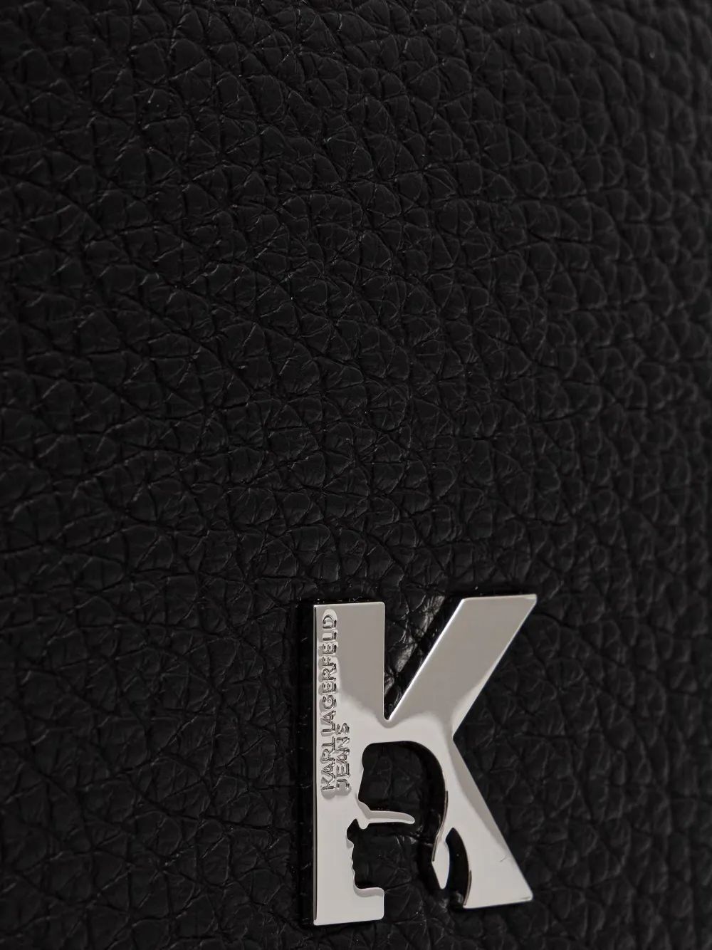 Karl Lagerfeld Jeans logo-plaque grained-leather tote bag Zwart
