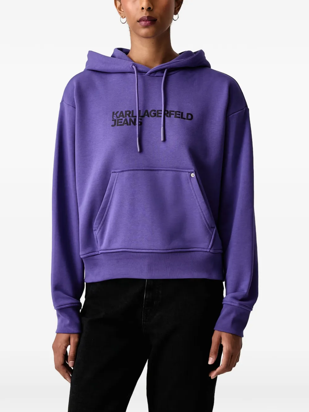 Karl Lagerfeld Jeans logo-print drawstring hoodie