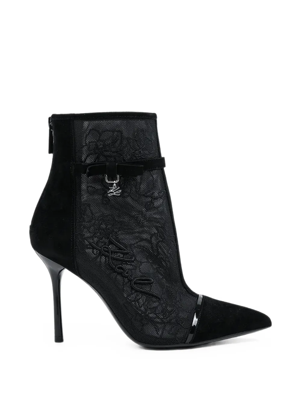 Karl Lagerfeld lace-panelled bow-detail ankle boots