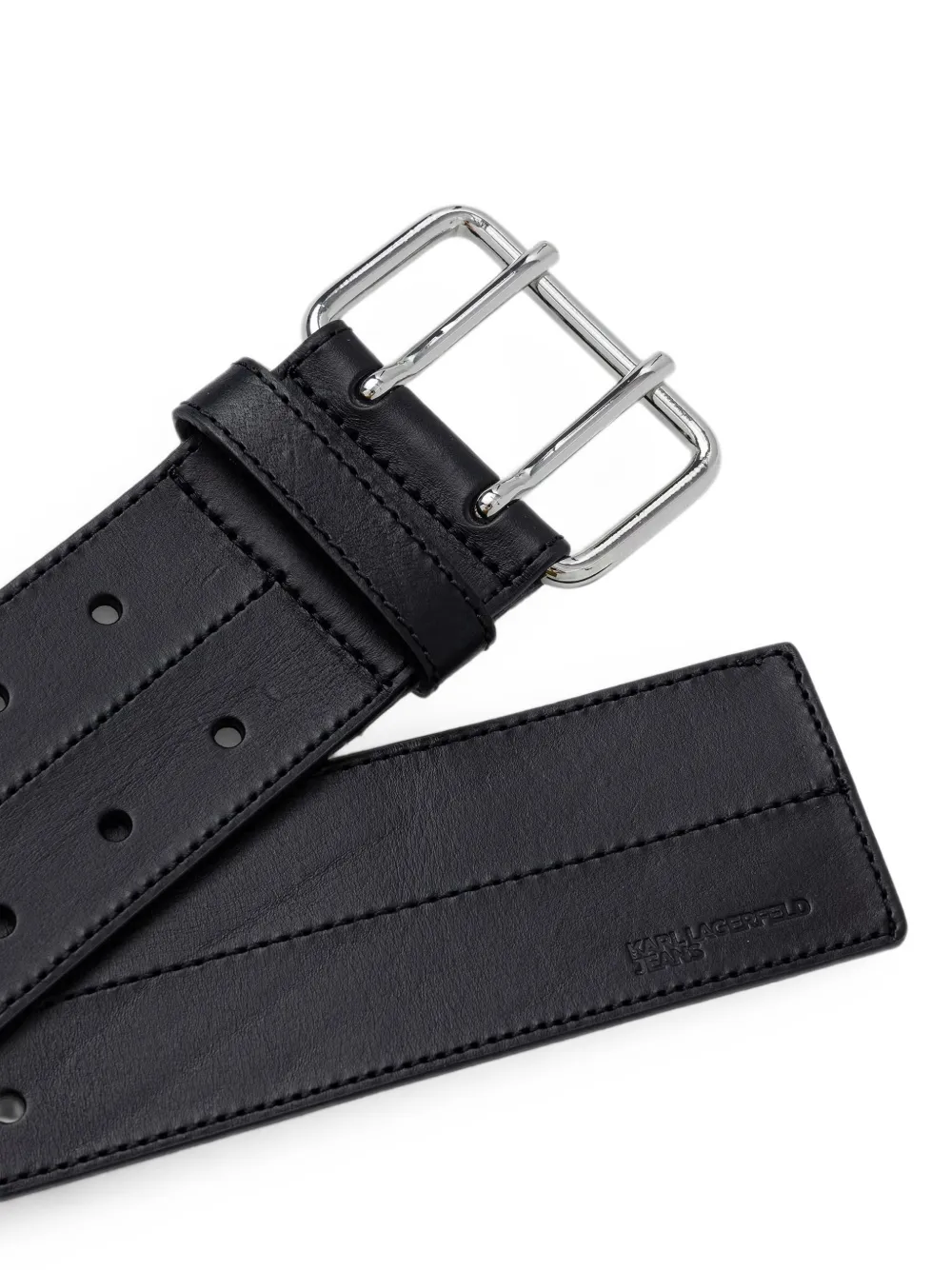 Karl Lagerfeld Jeans Leren riem met dubbele pin Zwart