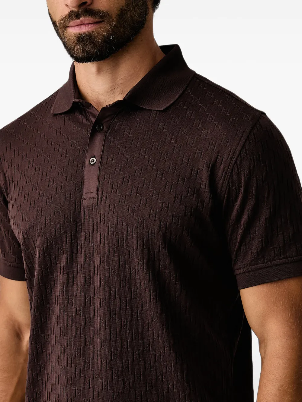 Karl Lagerfeld KL poloshirt met monogram Bruin
