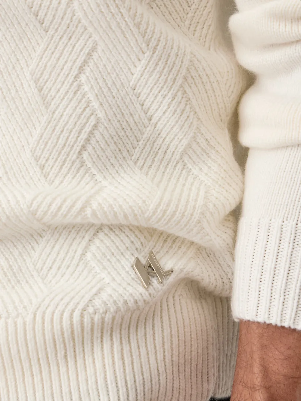 Karl Lagerfeld Gebreide trui met chevron-streep en rits Beige