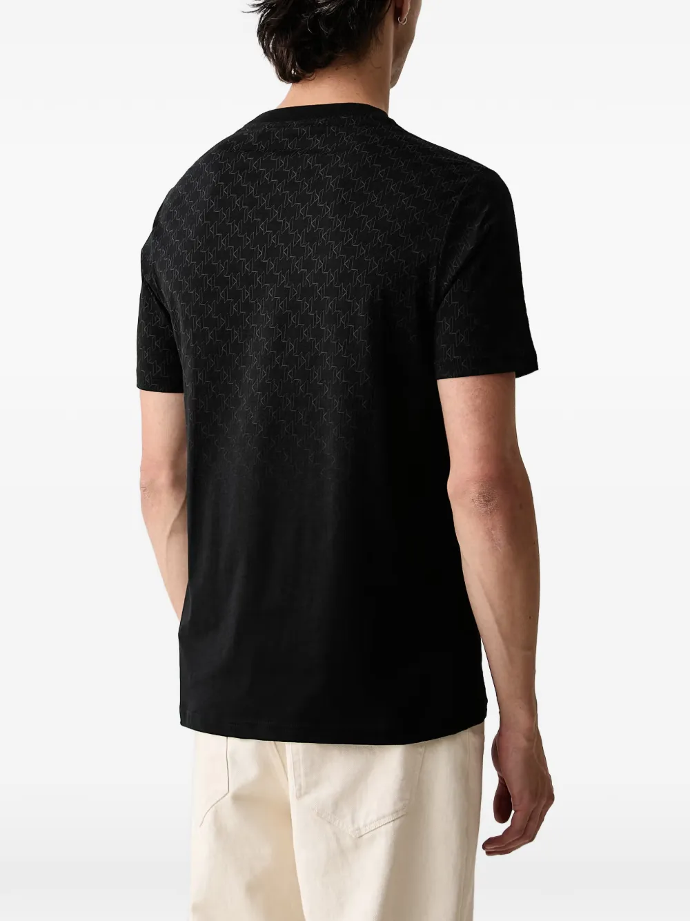 Karl Lagerfeld T-shirt met monogram-print en logo-print Zwart