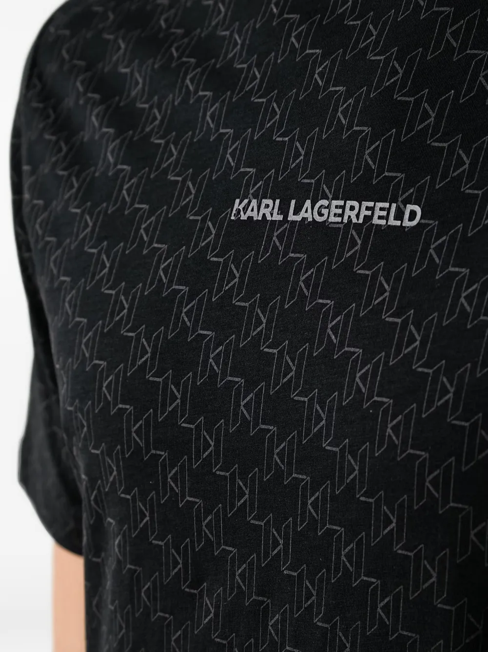 Karl Lagerfeld T-shirt met monogram-print en logo-print Zwart