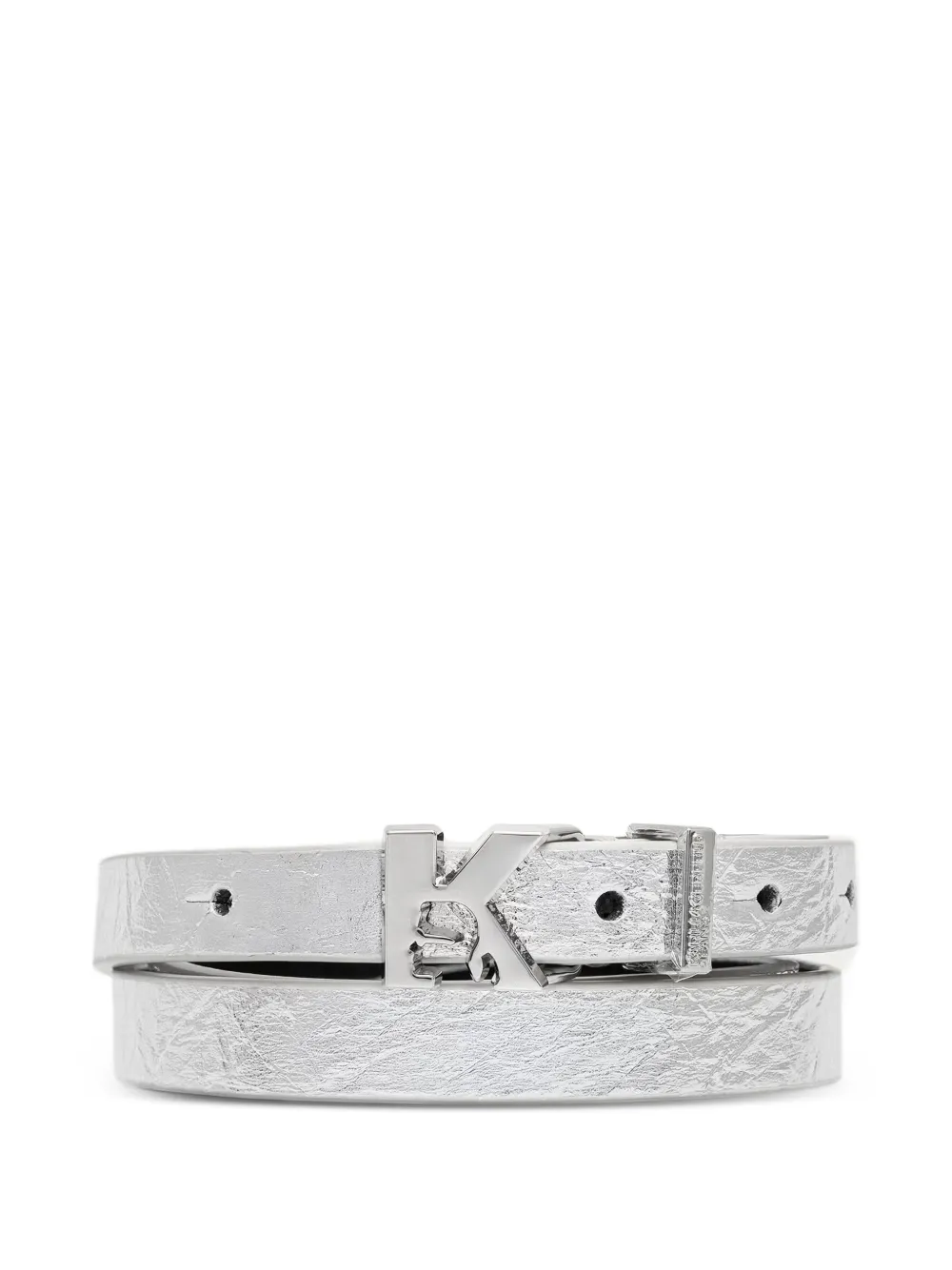 Karl Lagerfeld Jeans crinkled-finish logo-buckle belt - Silber