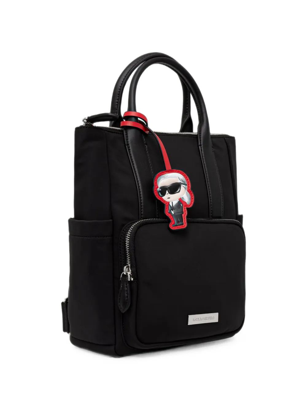 Karl Lagerfeld Ikonik rugzak met logo-plakkaat en bedel Zwart