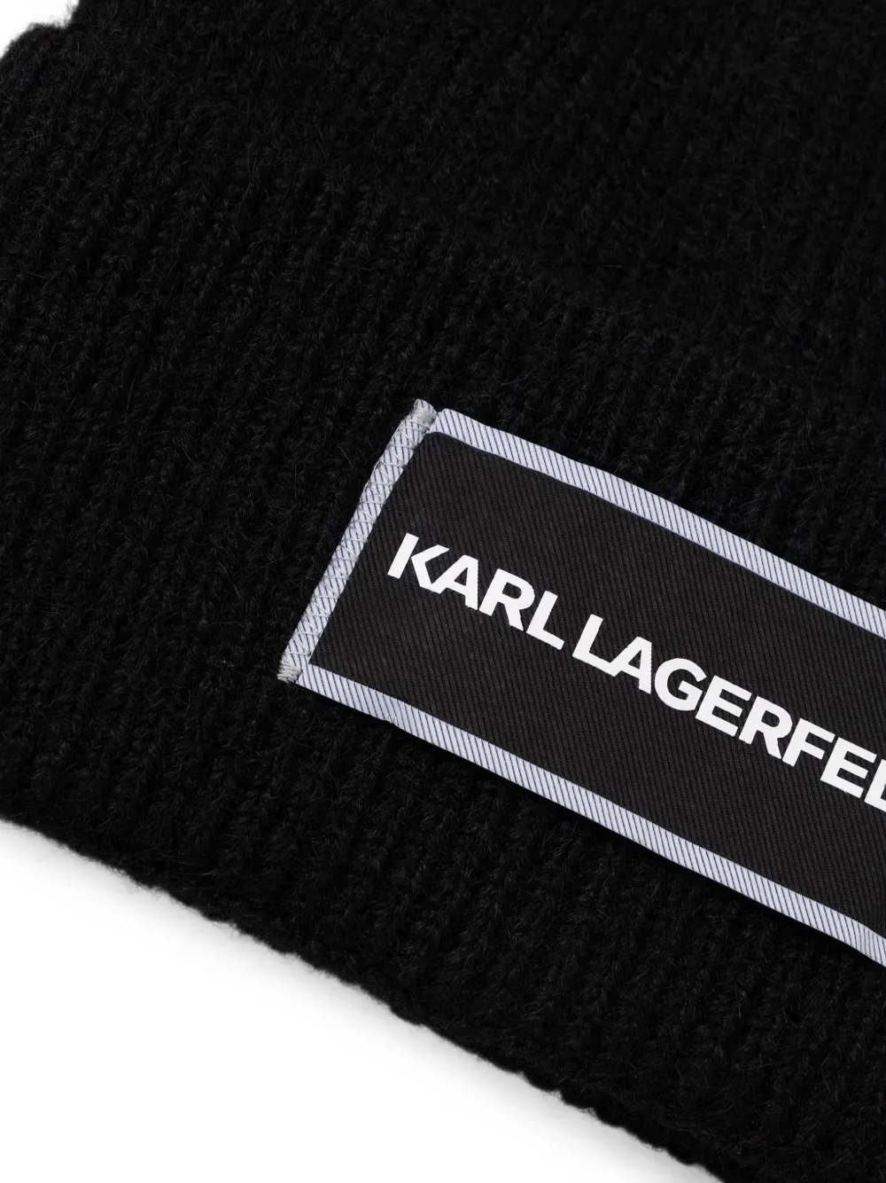 Karl Lagerfeld Geribbelde muts met logopatch Zwart