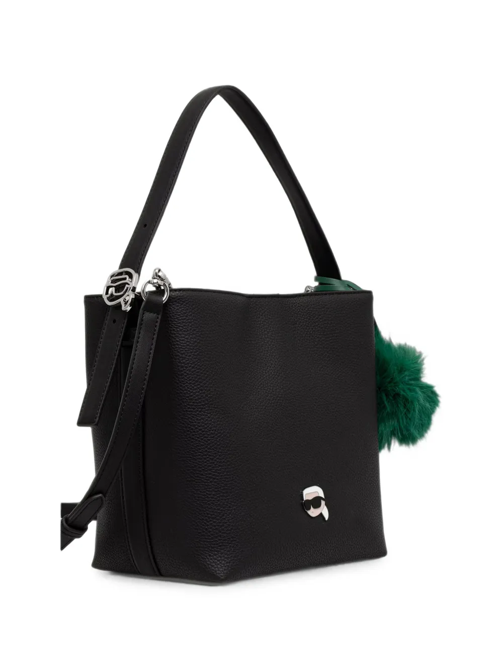 Karl Lagerfeld Shopper met pompon en logo-plakkaat Zwart