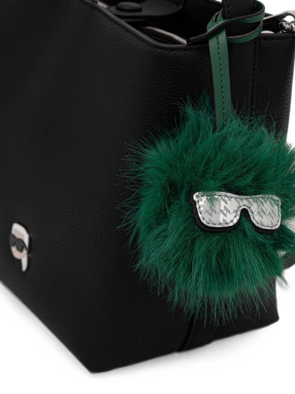 Karl Lagerfeld Shopper met pompon en logo-plakkaat Zwart