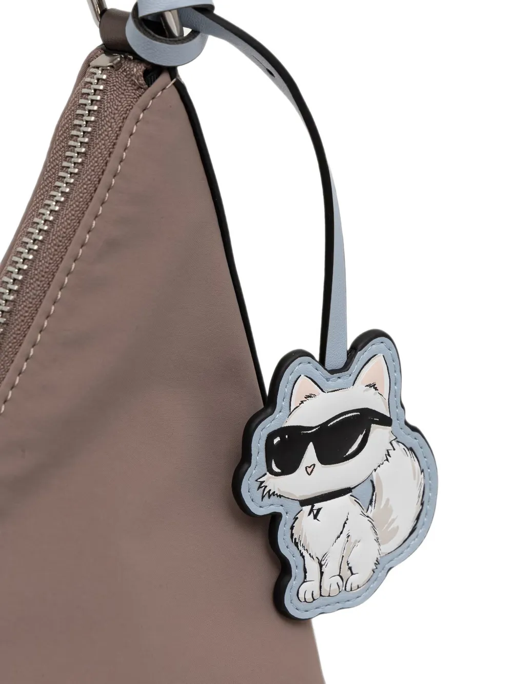 Karl Lagerfeld Schoudertas met Choupette-bedel en logo-plakkaat Beige