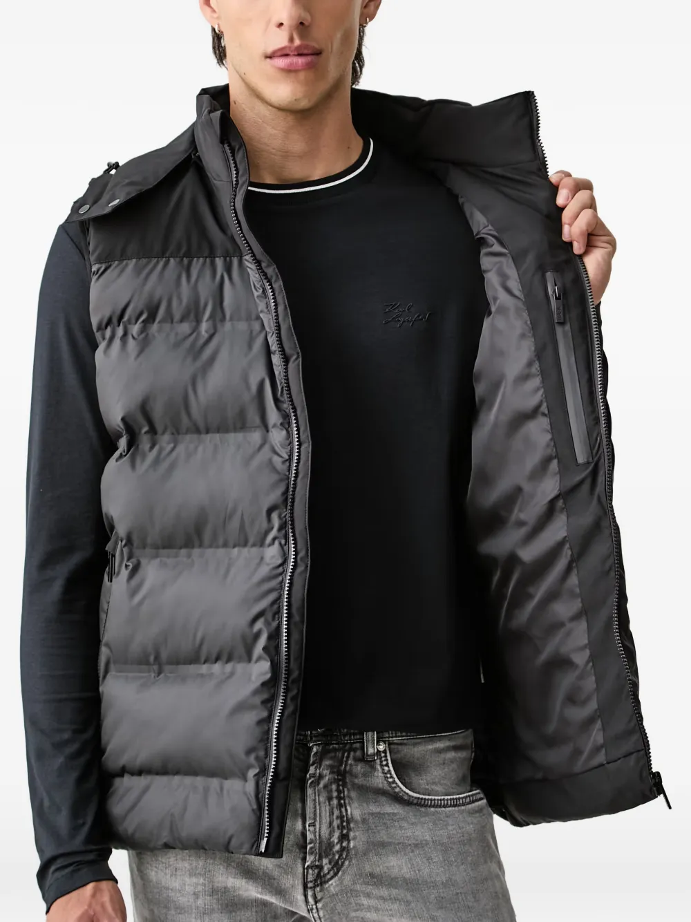 Karl Lagerfeld Bodywarmer met capuchon Zwart