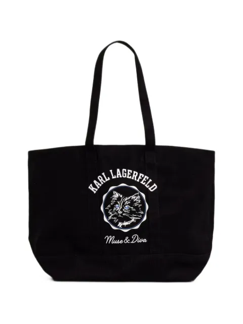 Karl Lagerfeld Ikon logo-print canvas tote bag
