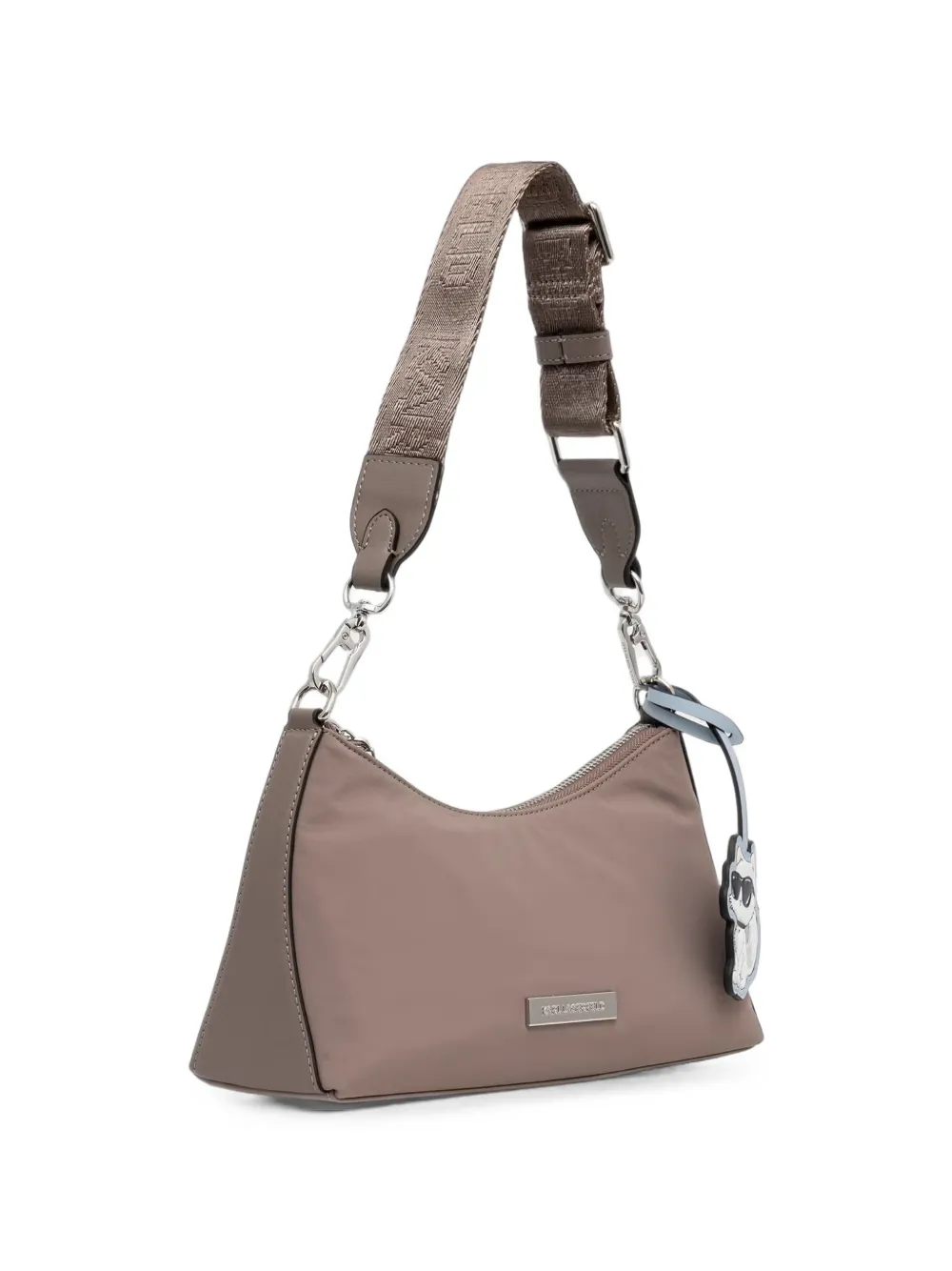 Karl Lagerfeld Schoudertas met Choupette-bedel en logo-plakkaat Beige