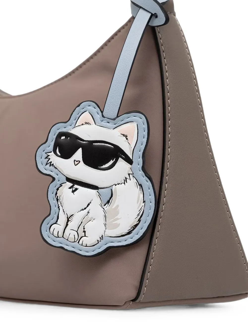 Karl Lagerfeld Schoudertas met Choupette-bedel en logo-plakkaat Beige