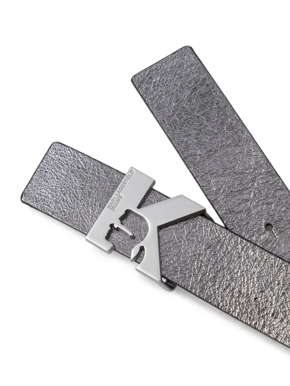 Karl Lagerfeld Jeans Riem met gebarsten effect en logo-gesp Grijs