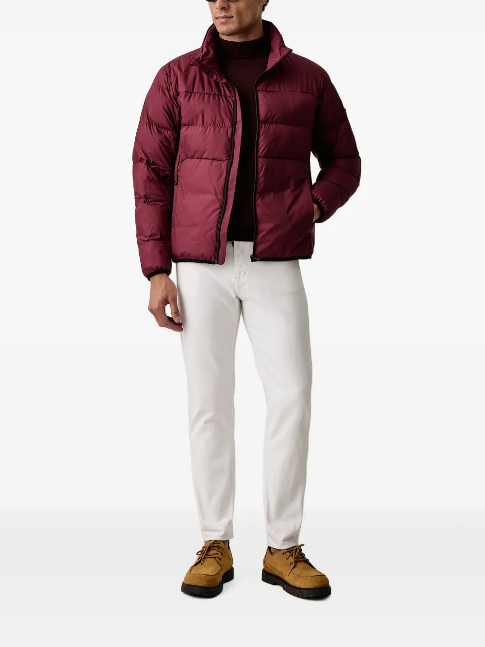 Karl Lagerfeld Trui met hoge hals en geribbelde afwerking Rood