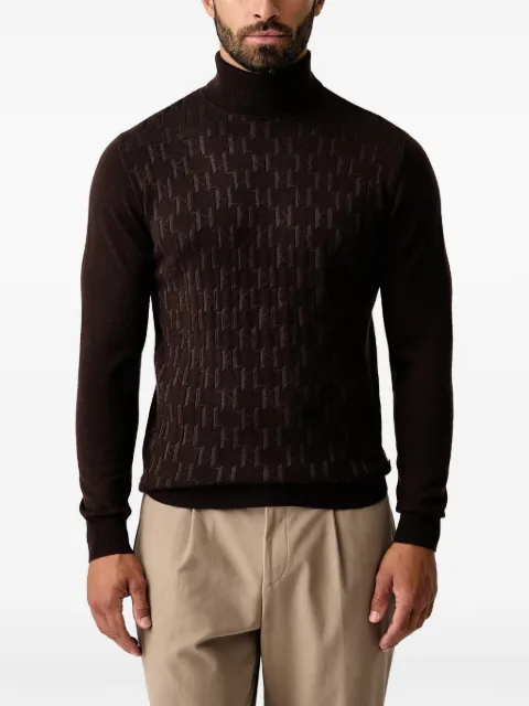 Karl Lagerfeld monogram-knit roll-neck sweater